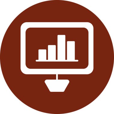 Bar çizelgesi simgesi. Vektör biçimi yuvarlak açılı düz ikonik semboldür, kahverengi renk, beyaz arkaplan.