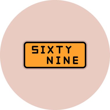 Beyaz arkaplan vektör illüstrasyonunda izole edilmiş, doldurulmuş biçimdeki yol işareti 6 simgesi