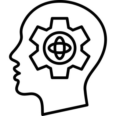 Beyin vites başlığı simgesi ana hatları biçiminde