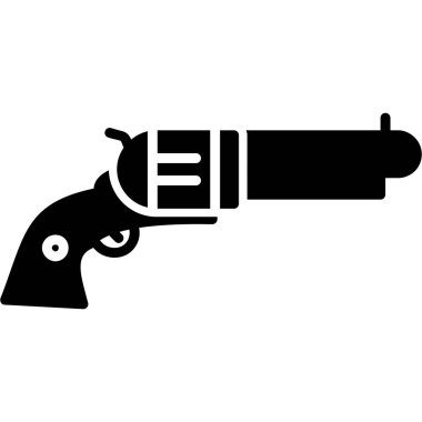 tabanca ikonu, siyah stili. Beyaz arka planda izole edilmiş. silah simgesi resmi.