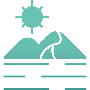 Plajın vektör simgesi, seyahat kavramı