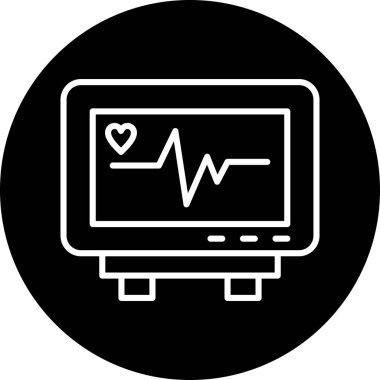 kalp monitörü simgesi, vektör illüstrasyonu