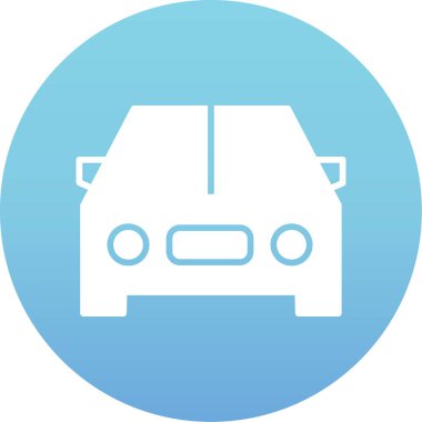 Araba vektör simgesi. resim biçimi yuvarlak daire düğmesi, kobalt ve cyan renkleri içindeki düz simge sembolüdür..