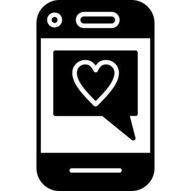 kalp simgesi ve vektör illüstrasyonlu akıllı telefon