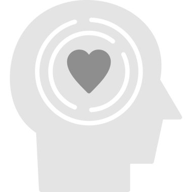 Kalp ikonlu insan kafası. Basit resimleme