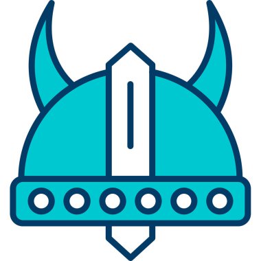 Viking kask simgesi. Viking kask vektör simgesi web için anahat çizimi