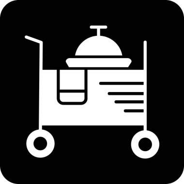 Tıbbi vektör ikonu. biçim düz yuvarlak kare düğme, siyah ve beyaz renkler, gri arkaplan.