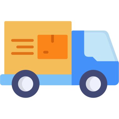 Teslimat minibüsü düz simgesi, vektör illüstrasyonu