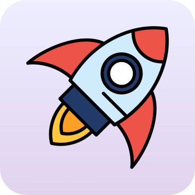 roket web renk simgesi, vektör illüstrasyonu