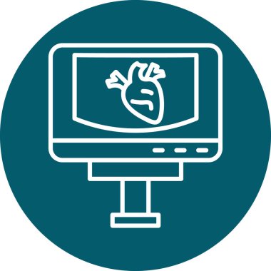 Kalp simgesi, vektör illüstrasyonlu bilgisayar monitörü