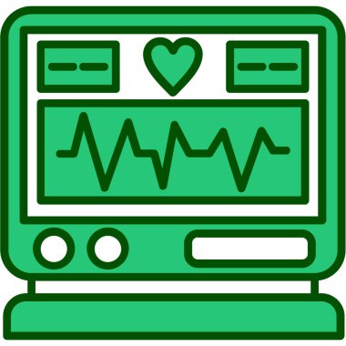 Kalp kardiyogramı simgesi renk ana hatları vektörü