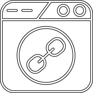 Zincir simgesi olan akıllı telefon, basit siyah tasarım