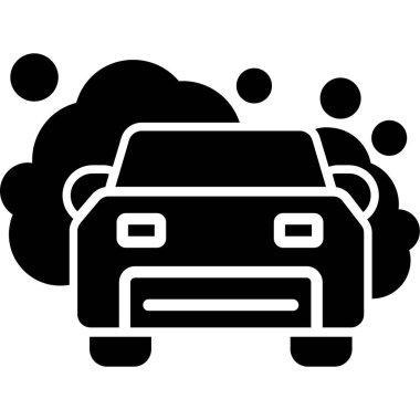Araba yıkama simgesi, basit vektör çizimi beyaz arkaplanda izole edildi