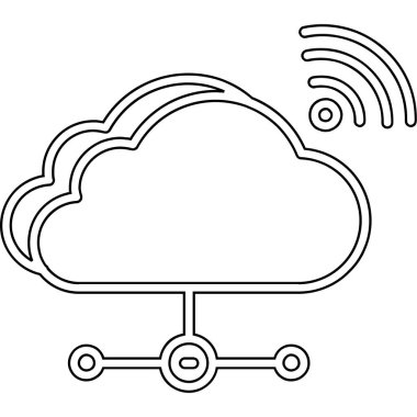 Ana hat biçiminde bulut hesaplama teknolojisi simgesi