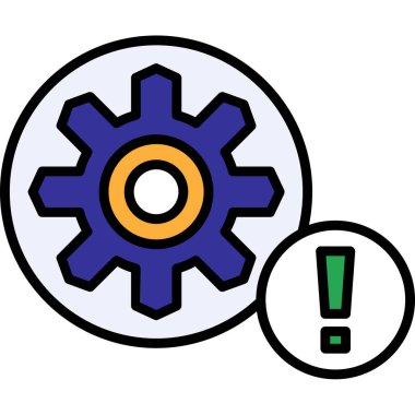 dişli vektör simgesi ve ünlem işaretli konuşma balonu