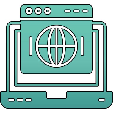 Tarayıcı internet simgesi, internet alışverişi ile ilgili vektör illüstrasyonu