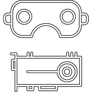 Video kamera ikonu ana hatlı vektör. sanal gerçeklik