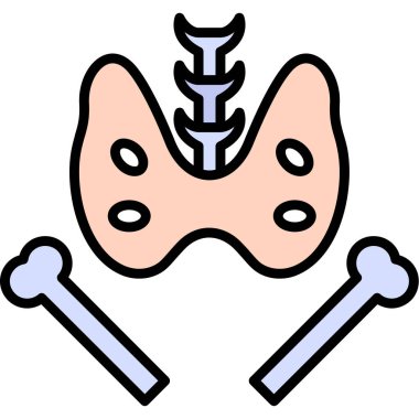 İnsan kemikleri simgesi renk ana hatları vektörü