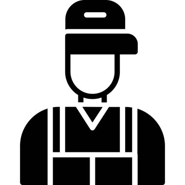 İnşaat işçisi ikonu. Web için inşaat işçisi vektör simgesinin özet çizimi