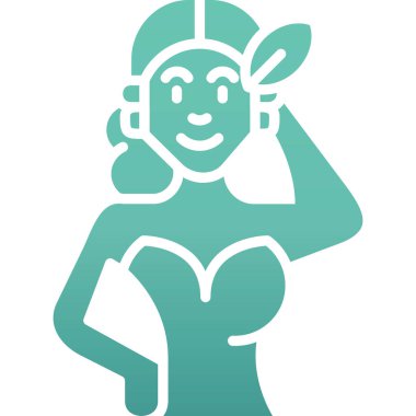 Kulaklık dinleyen bir kız. vektör simgesi