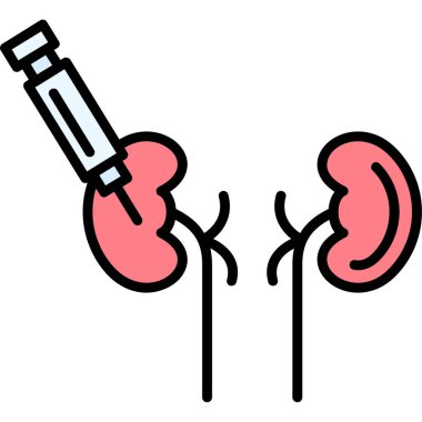 Böbrek ve mide ikonu. Web için böbrek vektör simgesinin taslağı