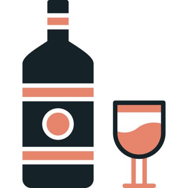 şarap şişesi ve gözlük vektör çizimi tasarımı