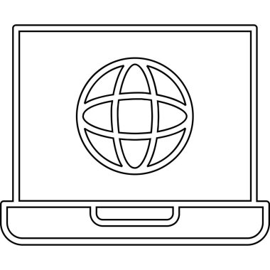 Gezegen ikonu vektör illüstrasyon tasarımlı bilgisayar ekranı