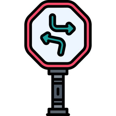 Yol simgesi renk ana hatları vektörü