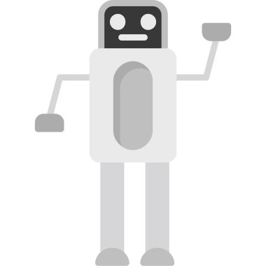 Yüzünde kocaman bir gülümseme olan robot. Düz tasarımda vektör illüstrasyonu