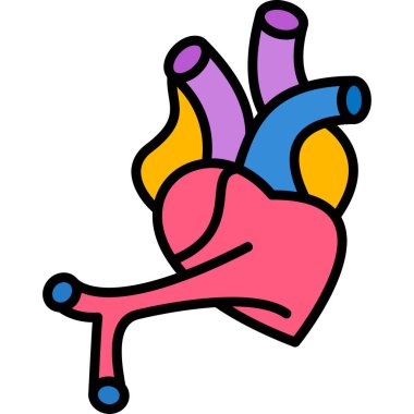 Kalp organ ikonu. kalp organı ikonu rengi düz izole