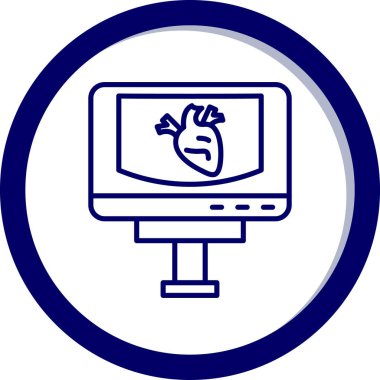 Kalbi olan bir bilgisayar monitörü. Web simgesi basit tasarım