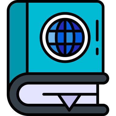 dünya küresi simgesi renk ana hatları vektörü