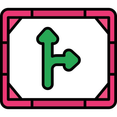 Yol simgesi renk ana hatları vektörü