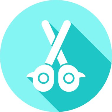 Berber makas vektör ikonu. biçim iki renkli düz sembol, yumuşak mavi renkler, yuvarlak açılar, beyaz arkaplan.