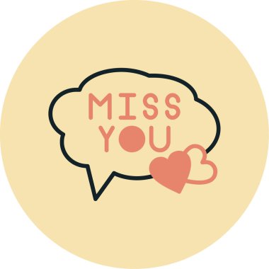 İçinde mesaj olan bir kalp çıkartması seni özledi. vektör illüstrasyonu