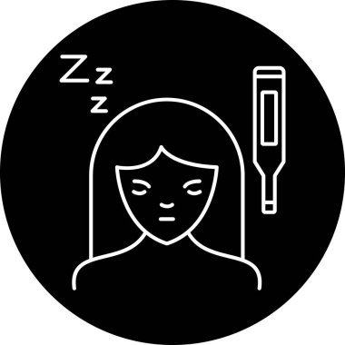 Moda tarzında izole edilmiş arka planda uyku maskesi simgesi olan kız