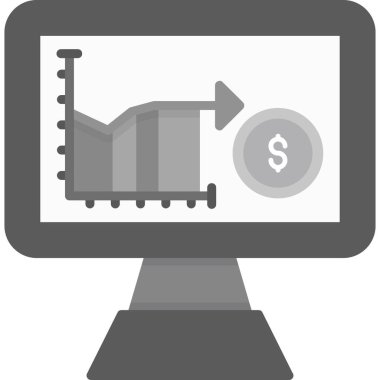 Grafik simgesi olan bilgisayar. vektör illüstrasyonu