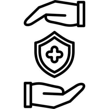 Kalkan simgesi vektör çizim tasarımı ile el