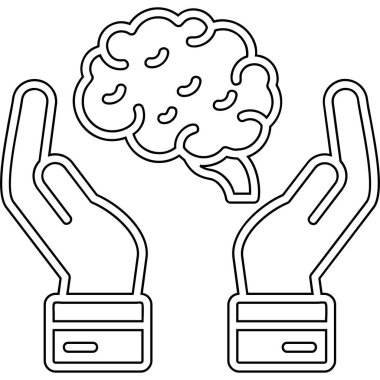 Beyin ikonu. Beyaz arkaplanda izole edilmiş insan beyin vektör simgesi