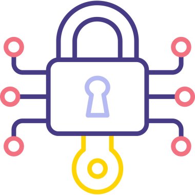 Asma kilit simgesi. Web için basit asma kilit vektör simgeleri çizimi