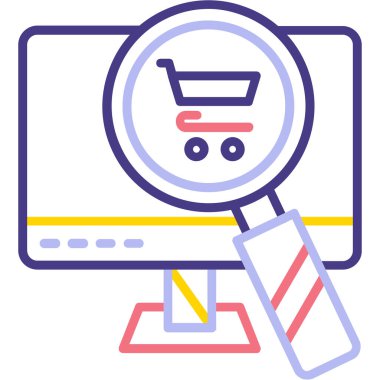 alışveriş web renk simgesi, vektör illüstrasyonu