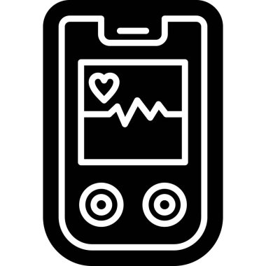 Kardiyogram simgesi olan akıllı telefon kalbi, basit stil