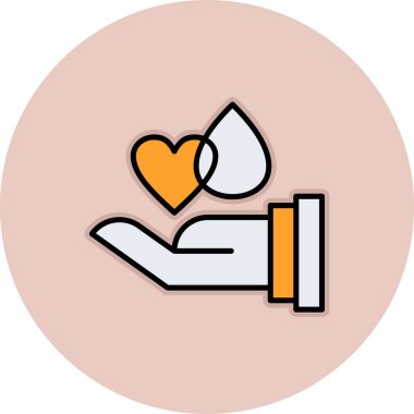 bir el çizimi simgesi olan kalp, basit vektör çizimi