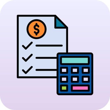 Hesap makinesi simgesi renk çizgisi vektörü