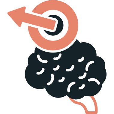 Vektör çizimi. Kafasında beyin olan ikon.