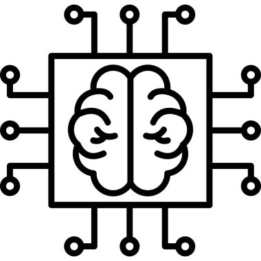 Yapay zeka ikonu. Beyaz arkaplanda izole edilmiş web tasarımı için akıllı beyin vektör simgesi