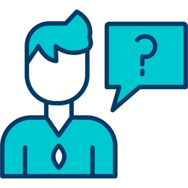 Soru işareti simgesine sahip iş adamı, satır biçimi