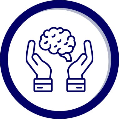 Beyin elle yuvarlanmış vektör simgesi