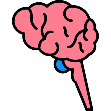 Beyin beyin ikonu renk ana hatları vektörü