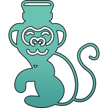 mavi arkaplan vektör illüstrasyonlu maymun